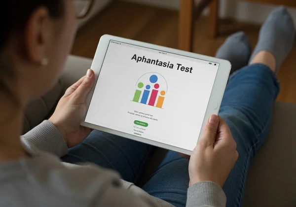 Person taking an aphantasia self-assessment on a digital device