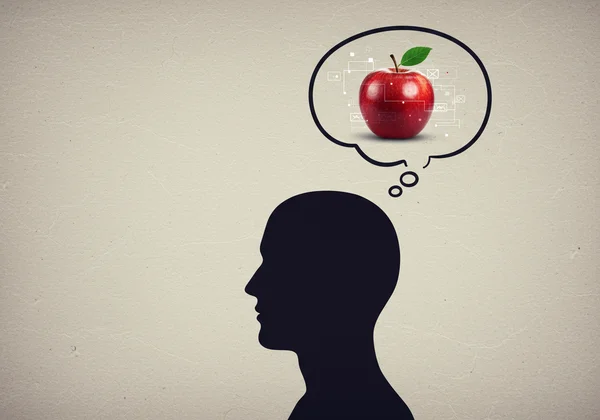 A person's mind sees blank space when asked to picture an apple.