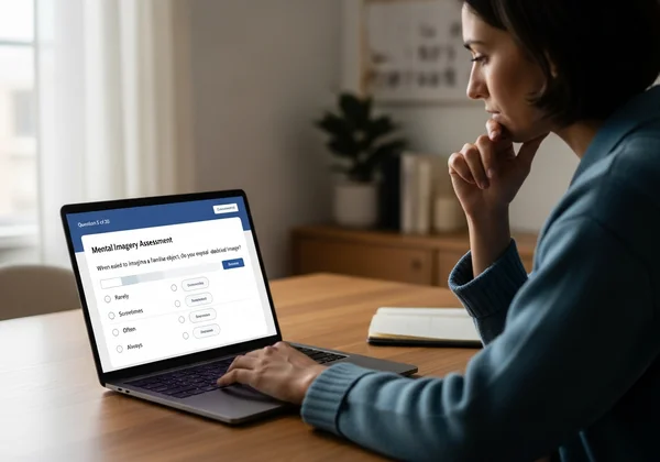 Utente che esegue un test online per l'aphantasia