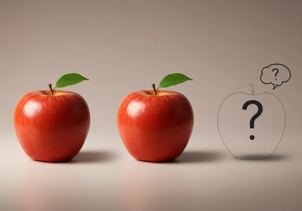 Una visualización mental de una manzana, que muestra viveza.