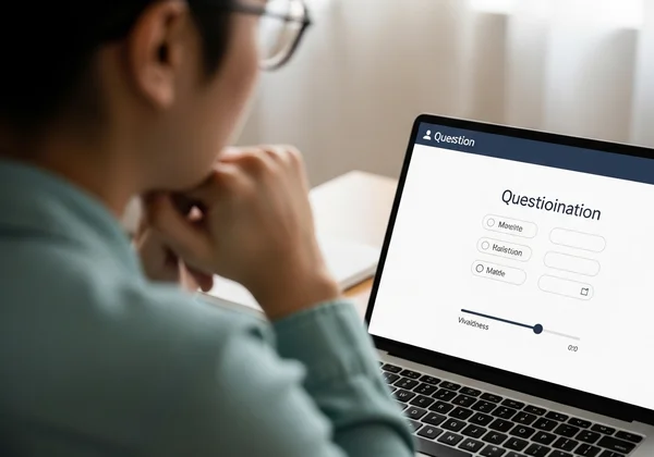 Person taking an online self-assessment test