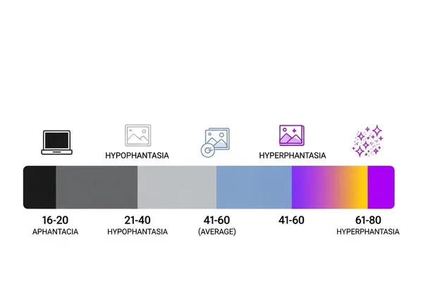 VVIQ score ranges for aphantasia to hyperphantasia