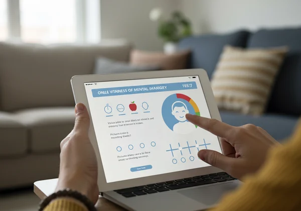 Person taking an online aphantasia self-assessment test