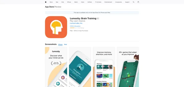 Lumosity: Jogos de Treinamento Cerebral (iOS)